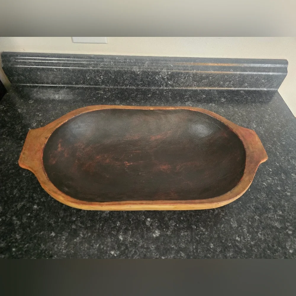 Primitive Wooden Dough Bowl Chic Farmhouse Barn Chic Cottage Coastal